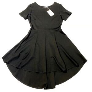 Classic Black Short-Sleeve Fit & Flare Dress